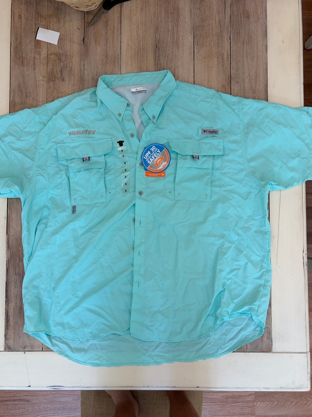 Brand New Columbia PFG Men’s Short Sleeve Button Down Shirt - Aqua Teal. 3X
